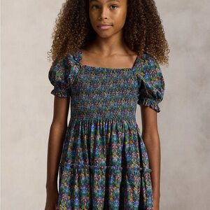 Girls Ralph Lauren Floral Smocked Cotton Jersey Dress